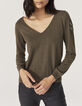 Women’s khaki military-style beaded knit sweater-2