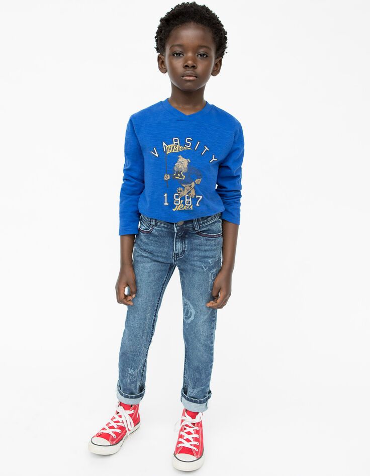 Boys’ blue SLIM jeans with print-2