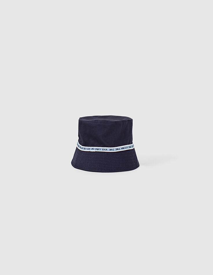 Gorro navy con galón de rayas y letras bebé niño-3