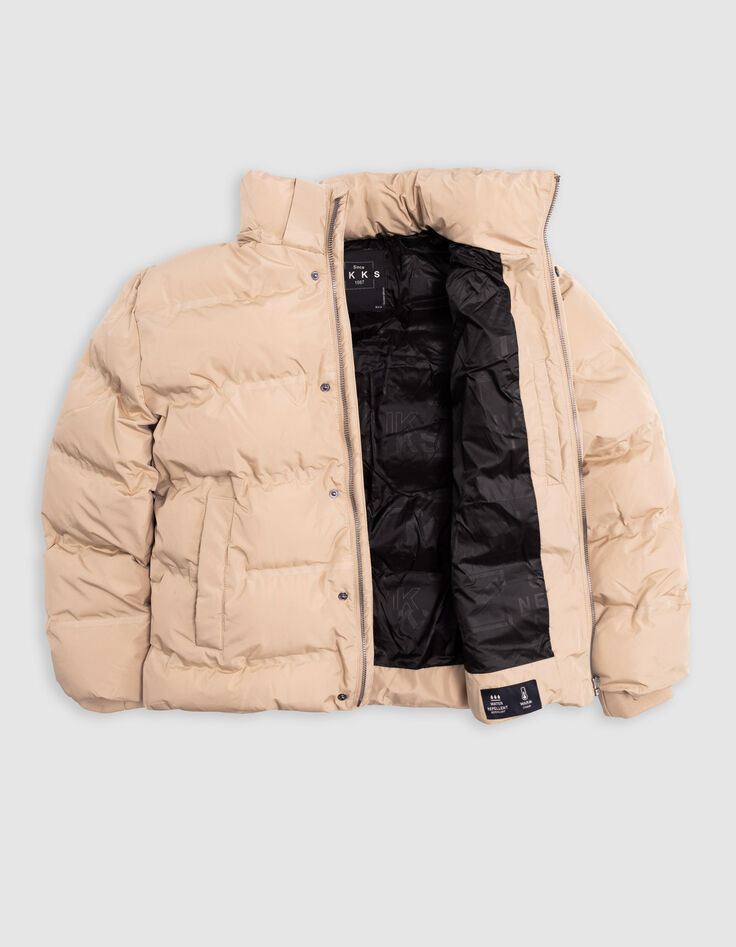 Boy's beige down jacket with removable hood-7