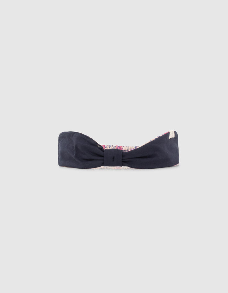 Baby girls’ navy/pink print reversible headband-3