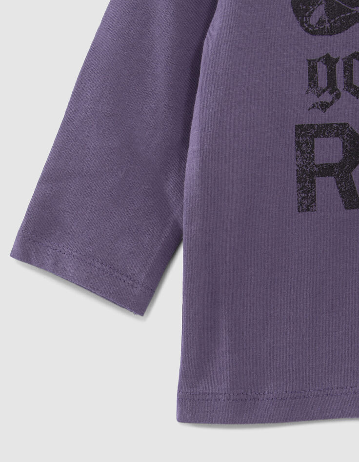 Violet T-shirt bio rockprint voor en achter babyjongens-4