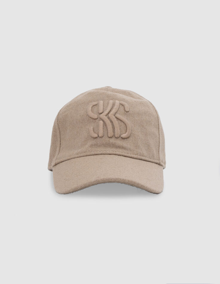 Gorra beige con monograma bordado, niña-3