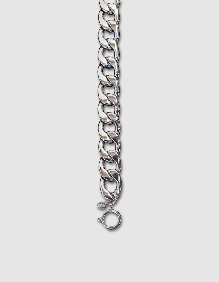 Collier ras de cou argenté maille gourmette femme -4