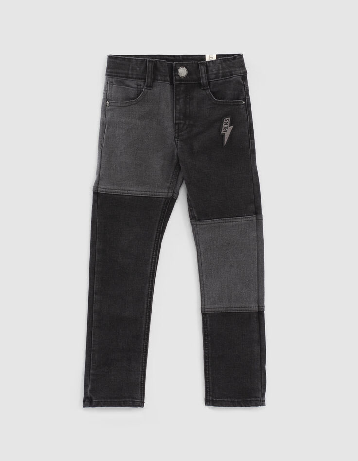 Vaqueros slim negro patchwork niño -1