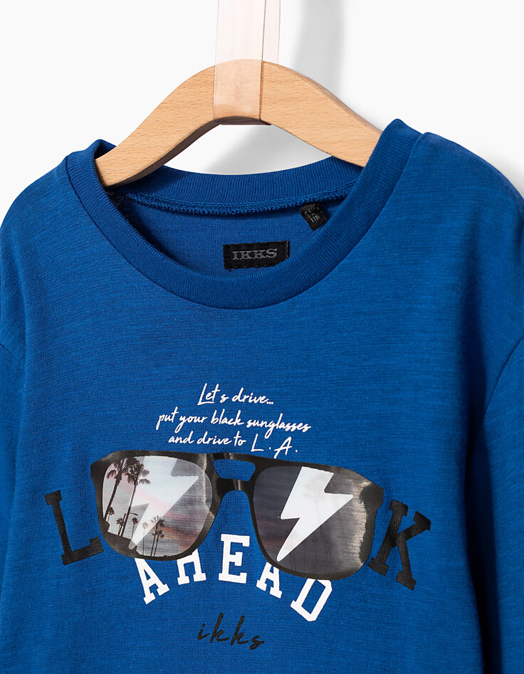 Blauw T-shirt met zonnebril jongens -2