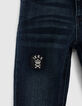 Skinny rinse jeansbroek met badge jongens -4