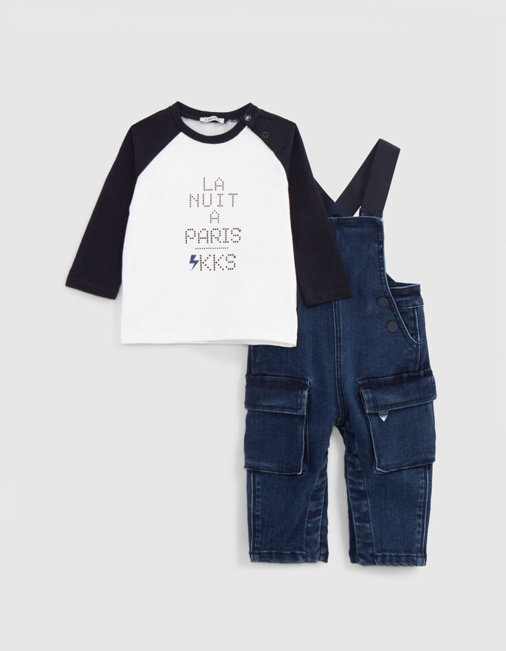 Baby boy 2-in-1 T-shirt and denim overalls set-8