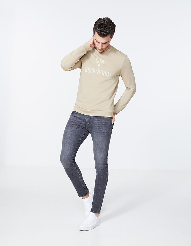 Men's beige slogan sweatshirt-7