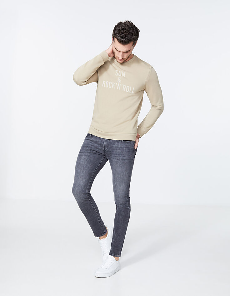 Sudadera beige con mensaje Hombre-7