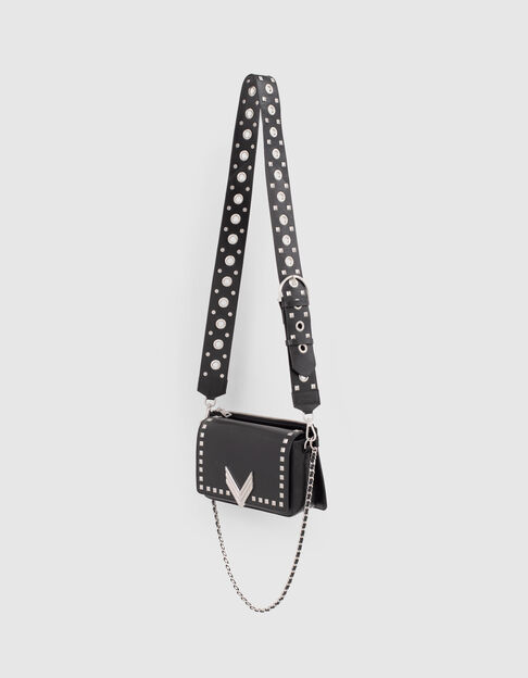 Le  sac 111 Janis cuir d'agneau noir rock femme - IKKS