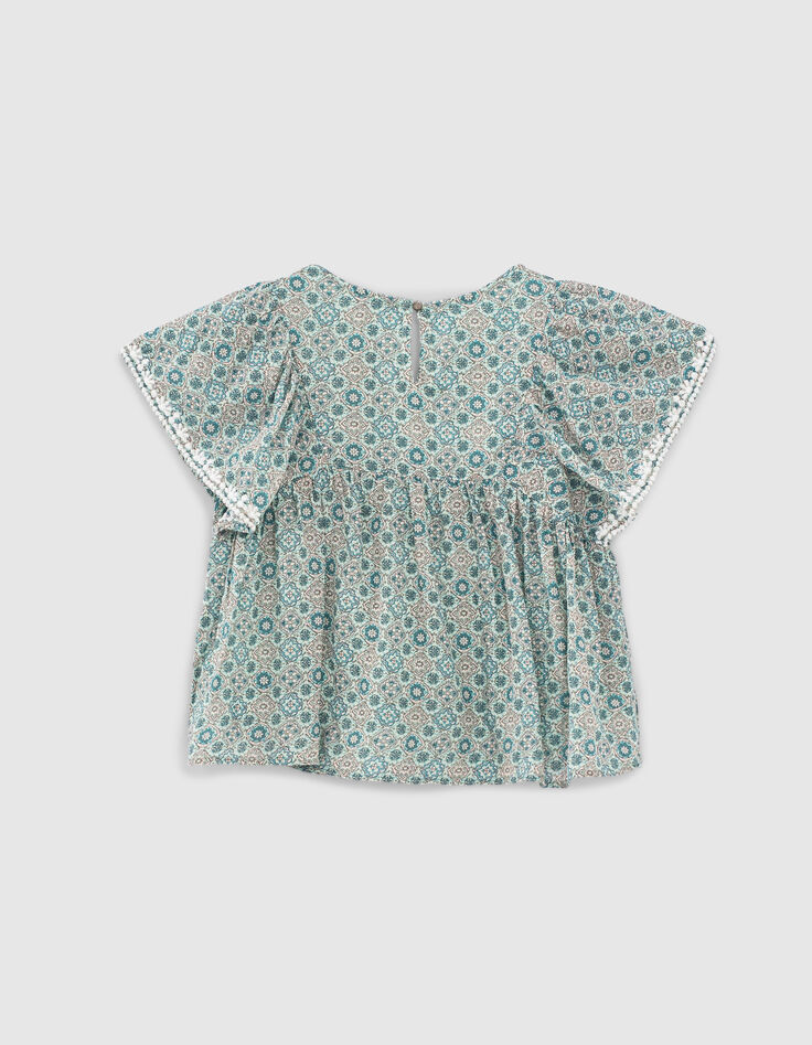 Loose top aqua met geometrische print meisjes-3