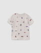 Boys’ grey all-over badges organic cotton T-shirt-4