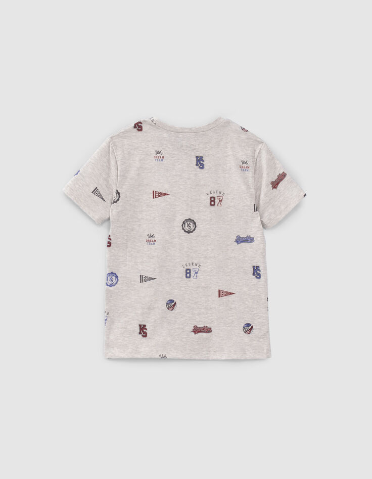 Camiseta gris algodón ecológico all-over insignias niño-4