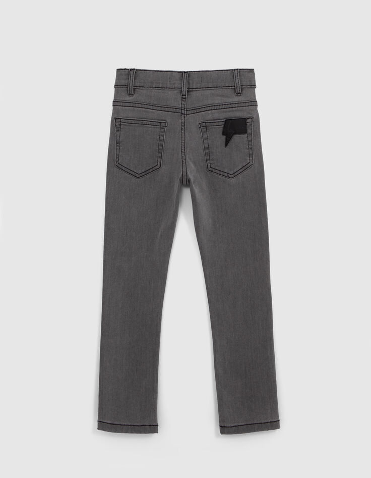 Boy’s grey SLIM jeans with badge and jacron lightning-4