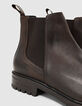 Chelsea boots brun crantées cuir nubuck Homme-4