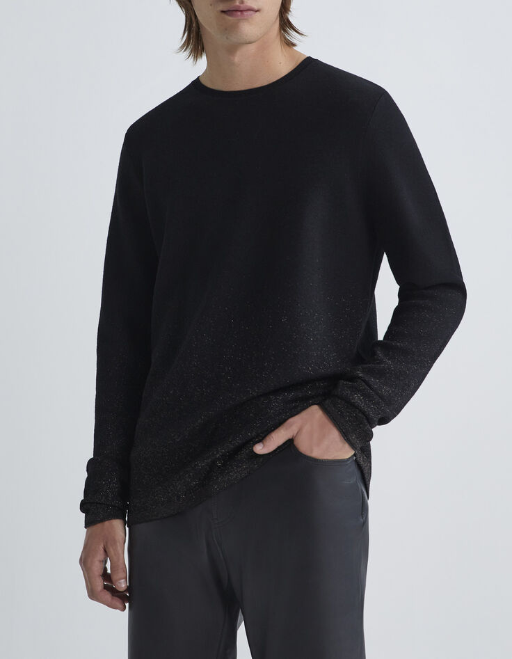 Pure Edition - Pull noir tricot dégradé lurex doré Homme-1