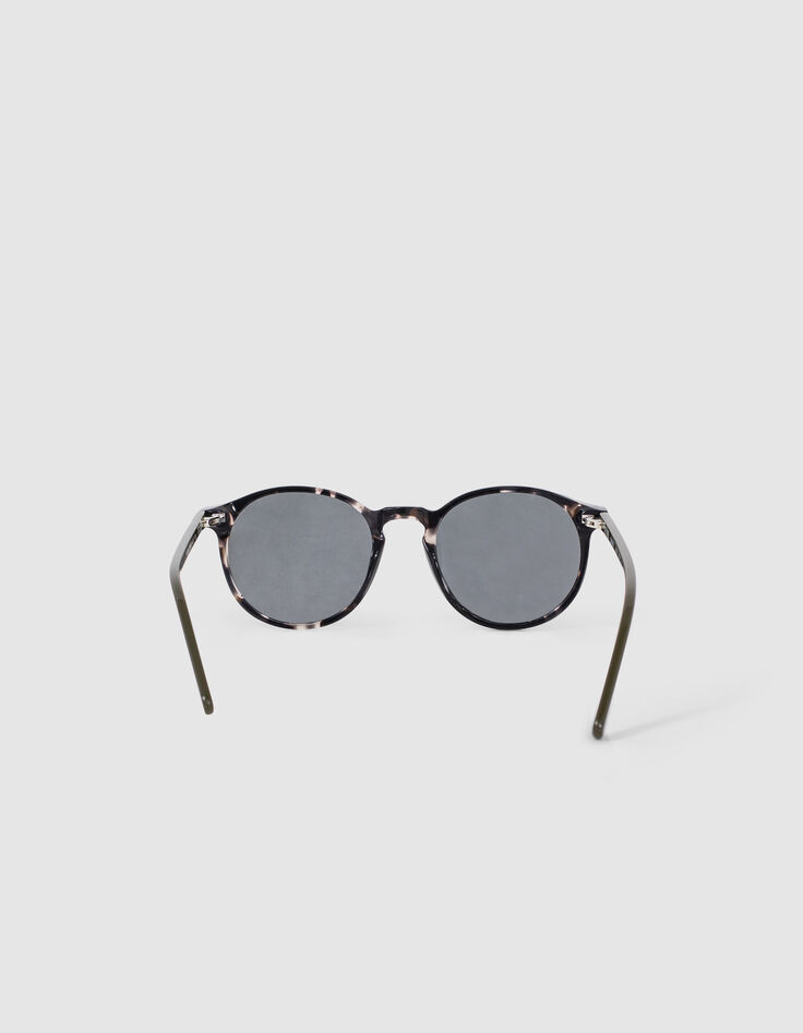 Lunettes solaires écaille noire branches kaki mixte-3