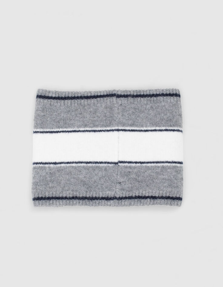 Boys’ grey slogan jacquard knit snood-3