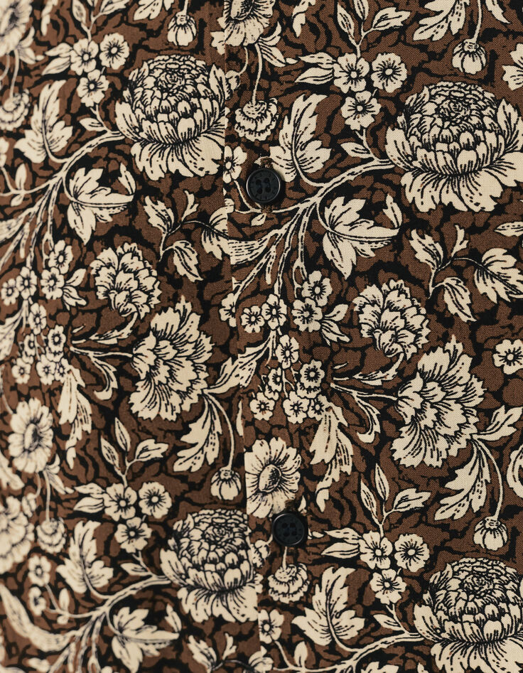Tabakbraunes Herrenhemd im SLIM-Fit mit Blumenprint-6