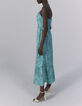 Robe longue dos-nu turquoise imprimé zébré Femme-4