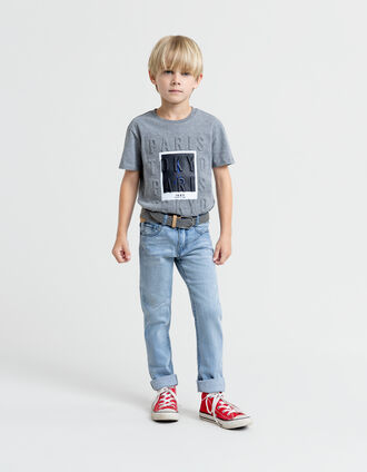 Boys’ blue slim jeans with woven belt