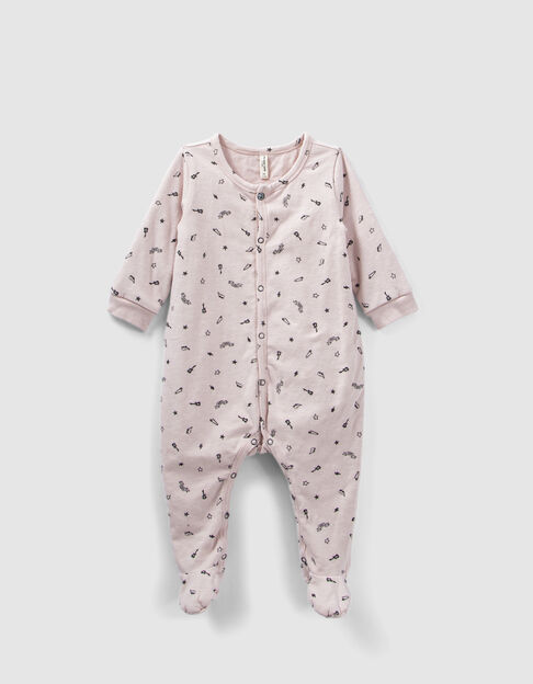 Baby’s light pink rock print organic cotton sleepsuit - IKKS