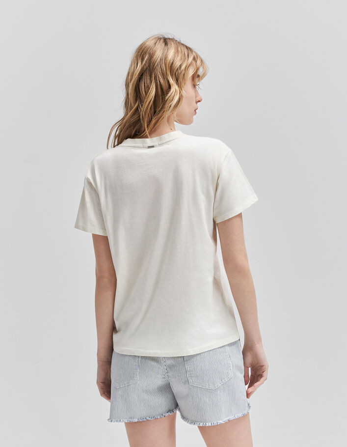 Camiseta mujer manga corta con strass de algodón