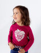 T-shirt bordeaux coton bio visuel pomme-coeur bébé fille-1