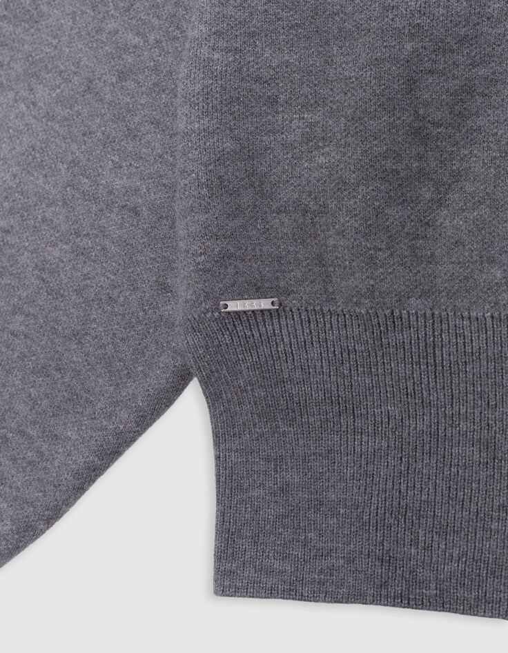 Sudadera de punto gris con mensaje Intarsia de niña-8