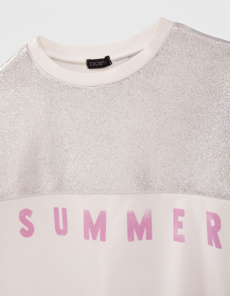 Girls’ off-white, silver and violet slogan sweatshirt-3