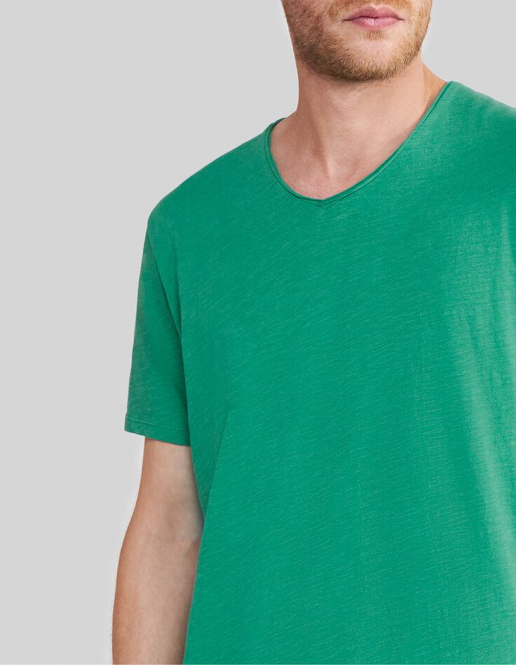 T-shirt L'Essentiel petrol coton bio encolure V Homme-4