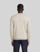 Men's beige mouliné knit round neck sweater-3