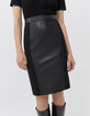 Women's pencil skirt color black bi-material leather and viscose-2