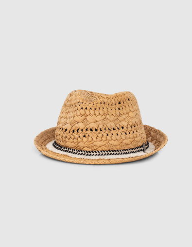 Wheat woven paper hat with fringed braid  - IKKS