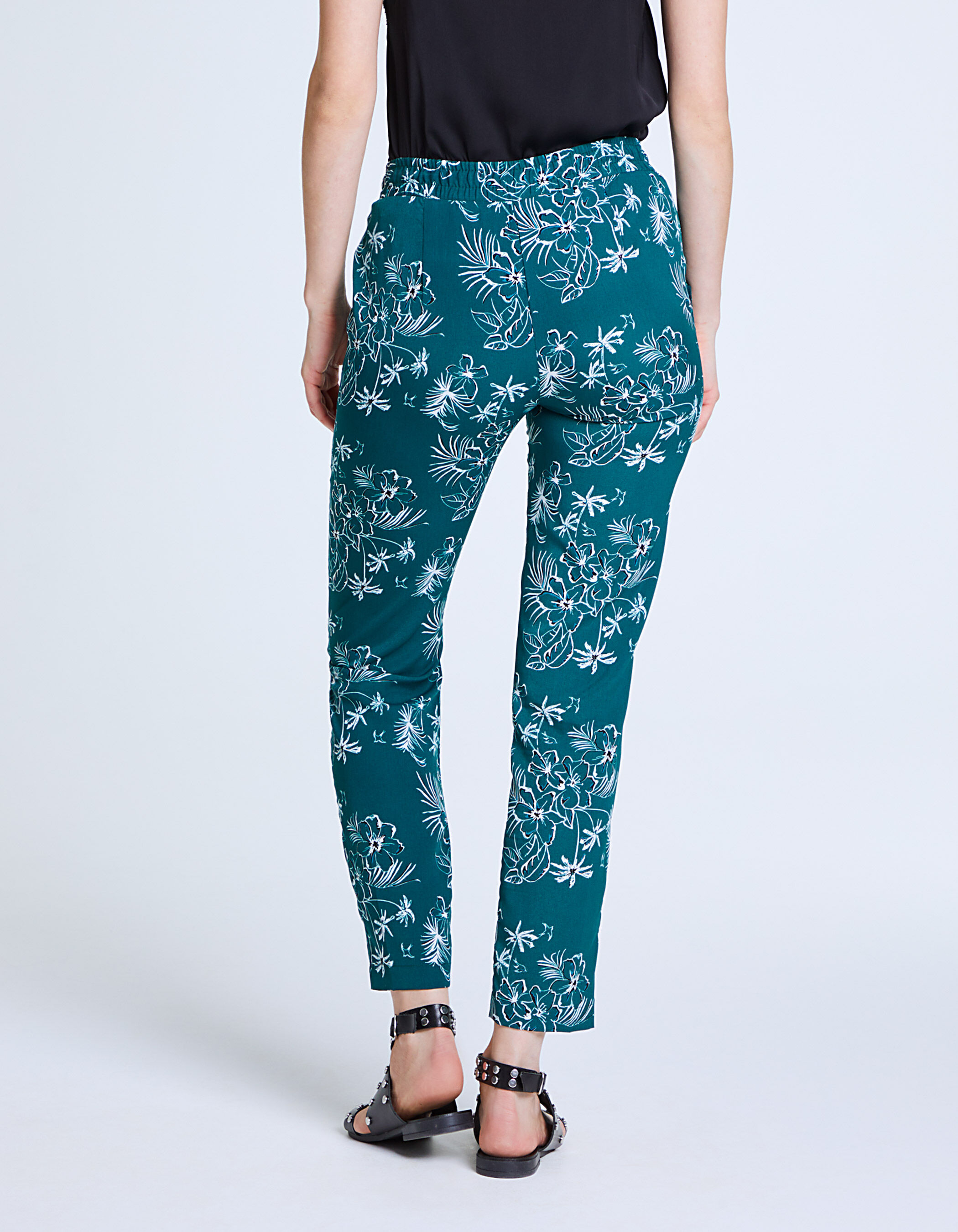 Tropical Leaf Print Trousers - Blue/Multi or Fuchsia/Multi - Just $7