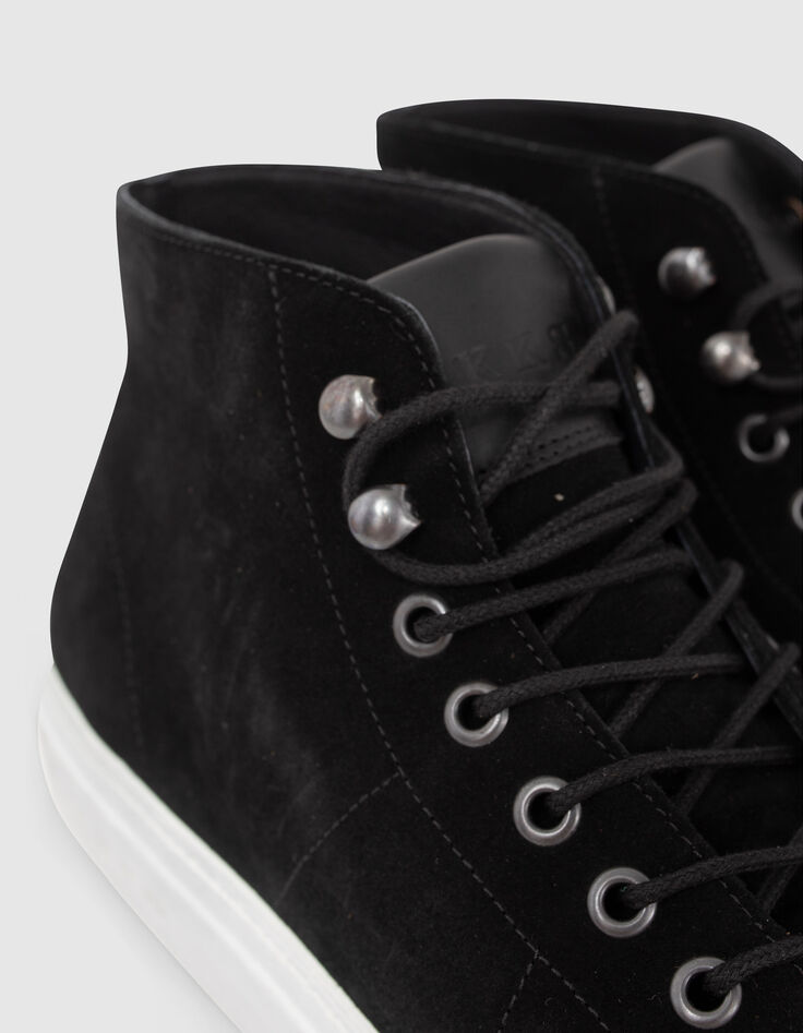 Men’s black suede high-top trainers-4