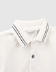 Baby boys’ white polo shirt with navy striped collar-4