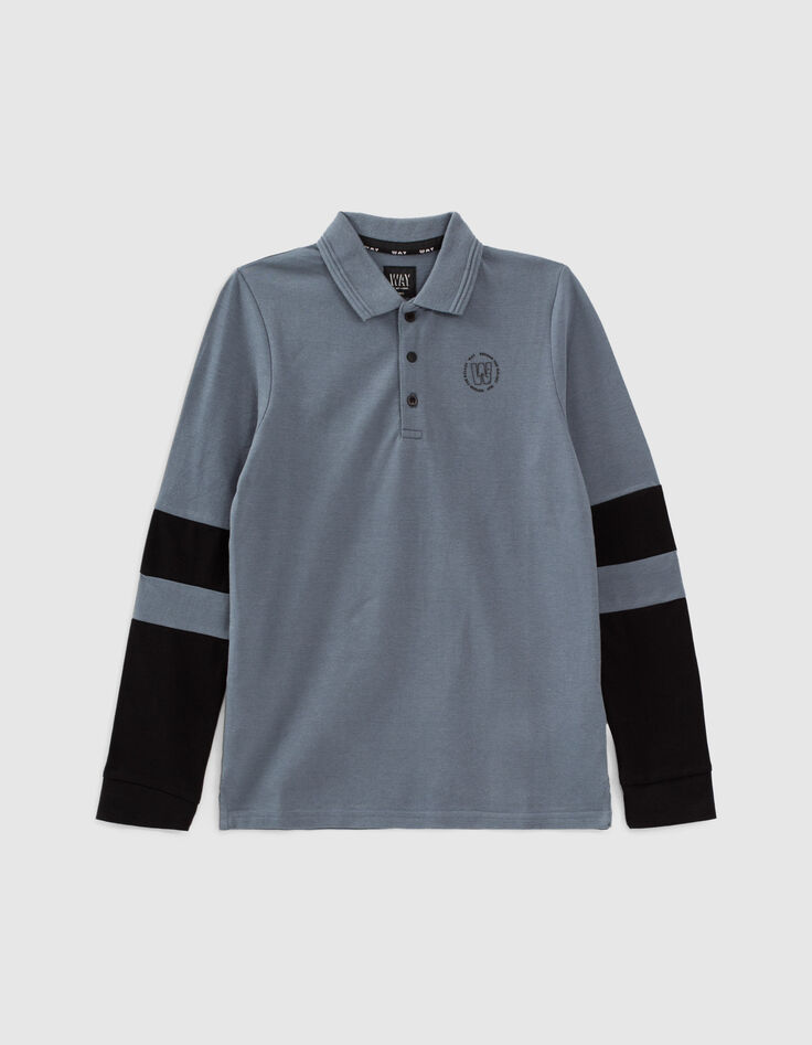 Boys’ storm mixed-fabric polo shirt with 2-tone sleeves-1