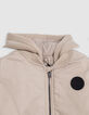 Blouson beige bi-matière à capuche garçon-3