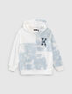 Boys’ blue tie-dye and ecru hooded padded hoodie-1