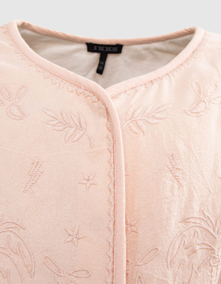 Girls’ powder pink jacket with Boho embroidery-3