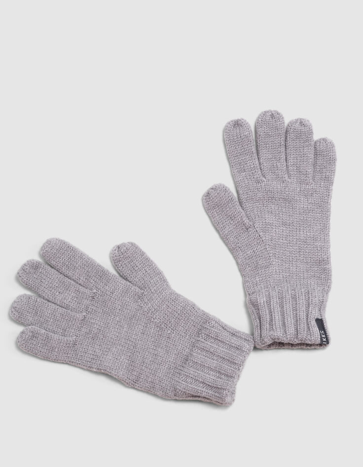 Boys' grey recycled knit gloves-5