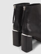 Women’s black zipped leather boots with metal bar-4
