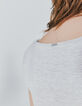 Cremeweißes Damen-T-Shirt aus Ecovero®-Viskose mit Motiv-5