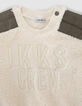 Baby boys’ beige Sherpa sweatshirt, khaki nylon shoulders-3