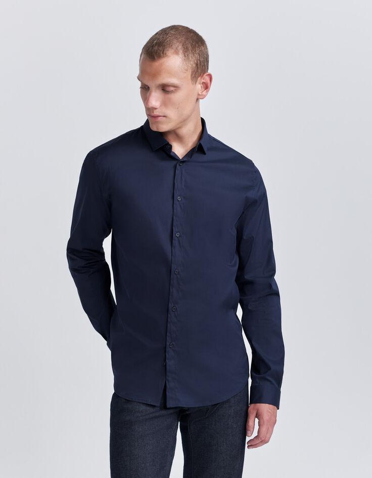 Men’s navy EASY CARE SLIM shirt-1