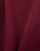 Girls' burgundy rib-knit T-shirt-8