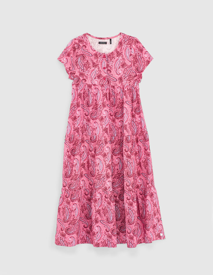 Girls’ fuchsia Paisley print Ecovero® long dress-1