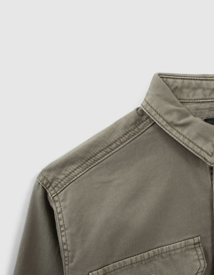 Khaki hemd, Taschen und Rücken mit Reliefeffekt-5